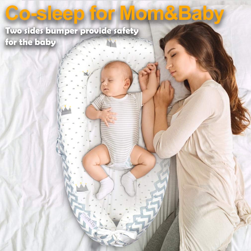 Mamibaby Baby Lounger Baby Nest 100% Soft Breathable Cotton Newborn Lounger Perfect for Co Sleeping,Portable Crib Baby Bed Bassinet Snuggle Bed for Travel,Suitable for 0-12 Months Infant: Baby