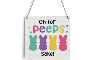 HTBIG Rustic Easter Bunny Decor Wood Wall Art Wall Hanging Decor Funny Easter Decorations Easter Gift Wooden Decorative Plaque Sign for Home Farmhouse Kitchen Bathroom Outdoor Decor Oh for Peeps Shake Sign