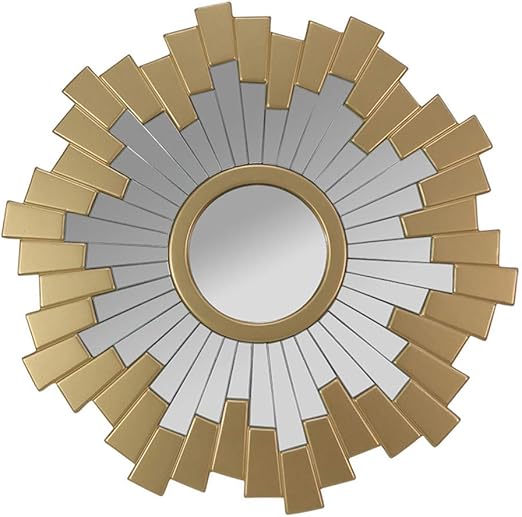 L.TSN Espejo de Pared, Espejo Decorativo de Madera Redondo de Estilo