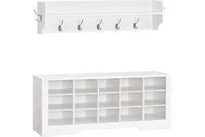 HOOBRO Coat Rack Shoe Bench Set, 43.3 Inches Entryway Bench with Coat Racks, Hall Tree with Shoe Bench, Coat Rack with Shoe S