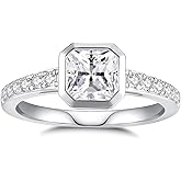 ZHOANLE Moissanite Rings for Women Engagement Ring D Color VVS1 Sterling Silver with 18K White Gold Plated Wedding Band Promise Rings Birthday Gifts