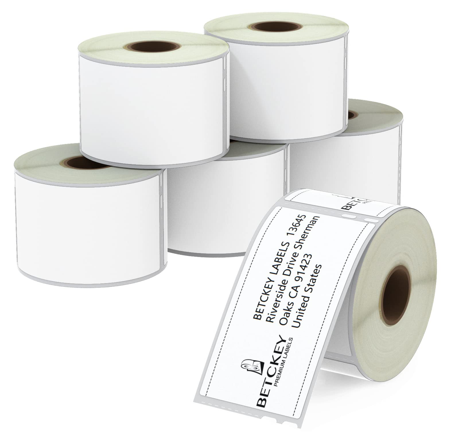 BETCKEY - 6 Rolls 99014 Self-Adhesive Labels Compatible with DYMO S0722430, 54mm x 101mm, 1440 Large Shipping/Name Badge Labels Compatible with DYMO LabelWriter 450, 4XL, NOT Fit 550 or 5XL