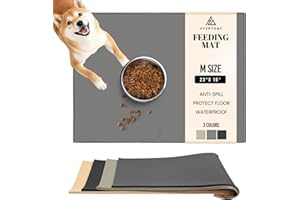 AVERYDAY 23x16'' Silicone Dog Mat for Food and Water, 0.63'' Edge Dog Food Bowl Mats for Floor Waterproof, Dogs Water Mat for Sloppy Drinker, Non Slip Rubber Pet Feeding Mats for Indoor Dogs and Cats