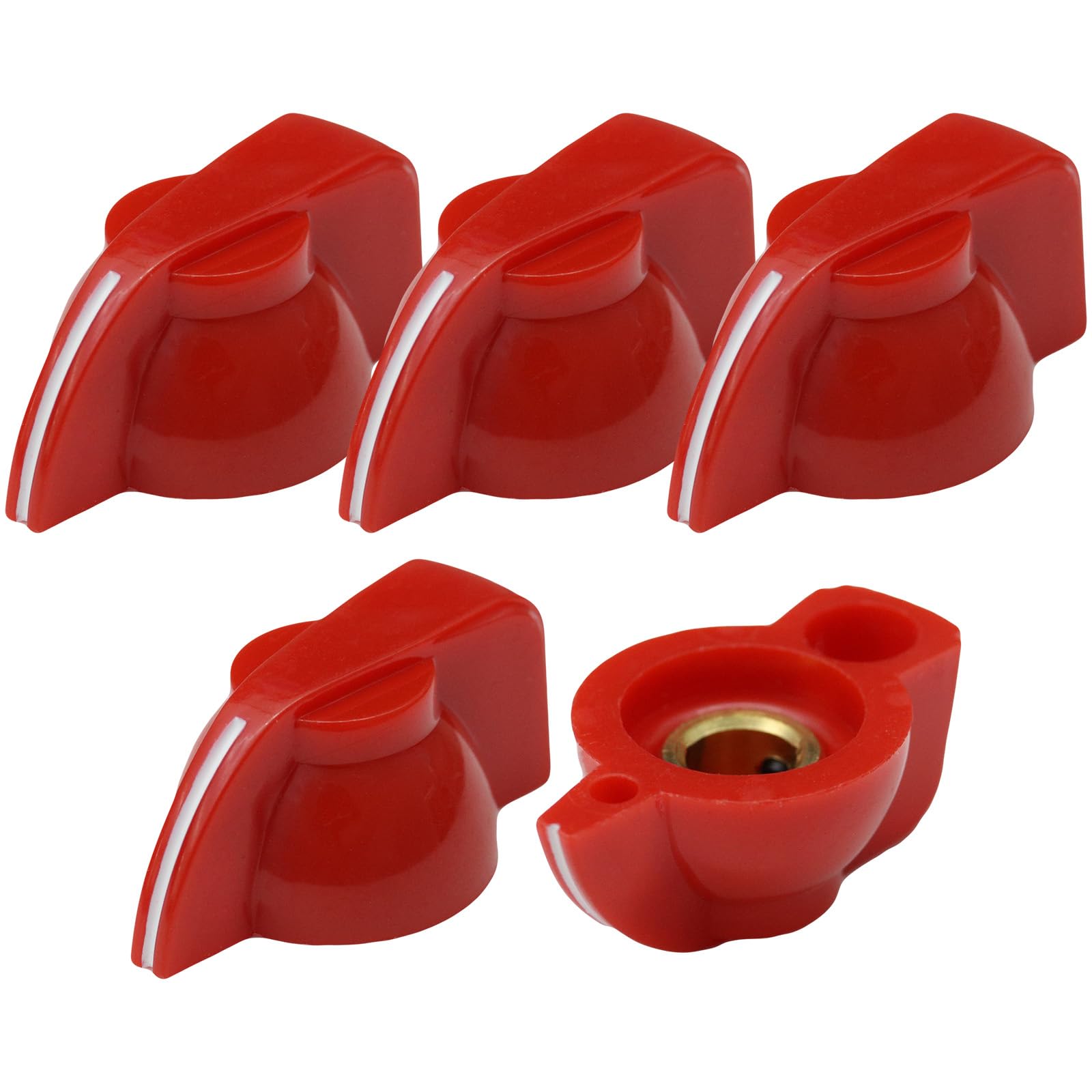 6.4mm Round Hole Small Chickenhead Guitar/Amplifier/Instrument Control Knob Pack of 5 (Red)