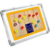 Wrzbest Double-Sided Basketball Coaching Board: Portable Tactics Dry Erase Board w/Adhesive Markers - Half & Full Court Play Diagramming
