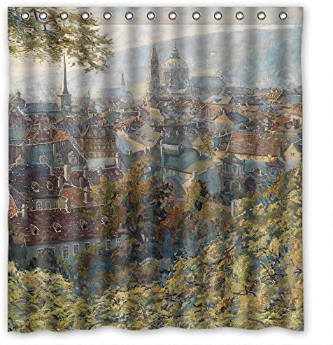 SUNSMILES Shower Drape Of Beautiful Scenery Landscape Painting Polyester Width X Height / 72 X 72 Inches / W H 180 By 180 Cm Best Fit For Relatives Father Custom Husband Gf. Mildew Resis