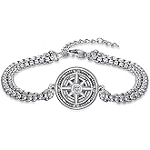 PARYFO Compass Bracelet for Men and Women 925 Sterling Silver Celtic Compass Jewelry Travel, Adventure, Journey Bracelet Graduation and Traveler Gifts with 7+2 Inch Stainless Steel Chain
