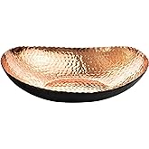 Monarch Abode Decorative Bowl for Home Decor – 12.75-Inch Black and Copper Plated Hand Hammered Key Bowls for Entryway Table, Fruit & Potpourri Bowl for Centerpiece, Modern Catch All Key Holder Bowl