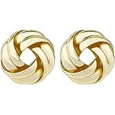 Love Knot Gold Earrings for Women Trendy 14K Gold Plated Stud Earring Vintage Chunky Knot Post Earrings Women Gifts