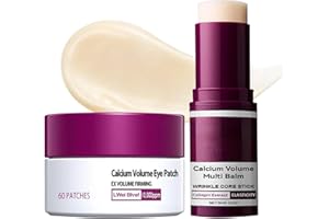 LWEI BLVEF Dual-effect eye care set, Calcium Volume Multi Balm Stick + Hydrogel Under Eye Patches 60ea (30 Pairs), Deeply hydrates and smoothes fine lines, mild and skin-friendly portable package (1)