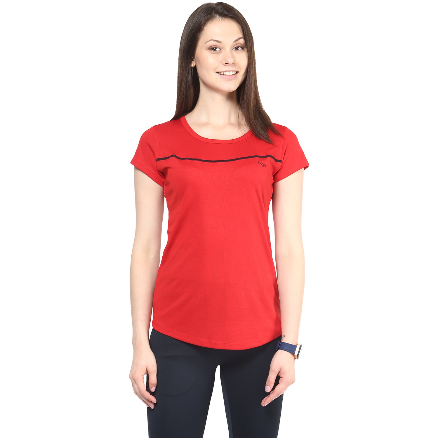 berge women's instadry round neck red tee