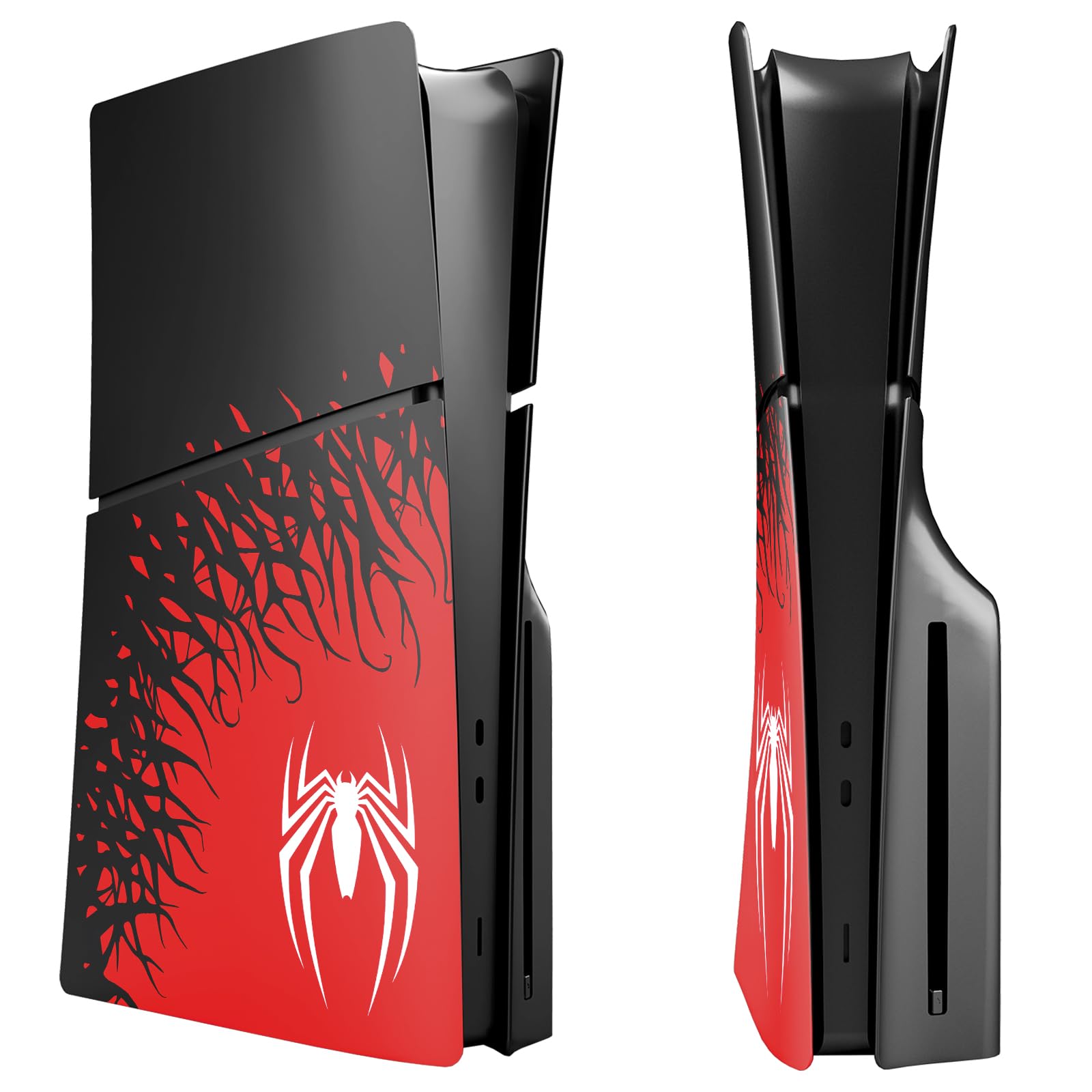 Faceplates for PS5 Slim Disc Edition – Replacement Side Shell Panels, Anti-Scratch Dust-Proof Custom Design Cover Plates (Spider Design)