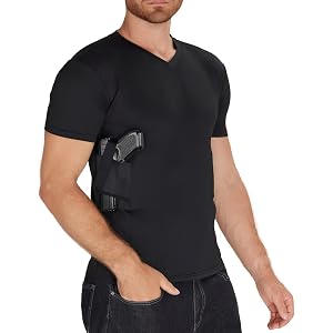 Bahatixg Concealed Carry Shirts for Men Short Sleeve V Neck Holster Shirt All Day Comfortable Breathable Compression Shirt