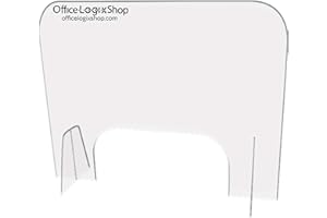 OFFICE LOGIX SHOP Sneeze Guard - 30W x 24H Inch Plexiglass Partition Shield for Checkout Counter, Desk - Clear Acrylic Cashier Protection Barrier - Heavy-Duty Portable Plastic Guards for Countertops