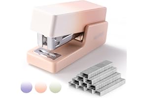 NUSIGN Mini Stapler with 830 Staples, Small Cute Desk Staplers, 25 Sheet Capacity, Pink-White Gradient