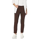 Zac & Rachel Women's Millennium Fabric - Slim Leg Pull-On Pant, Chocolate, 10