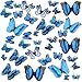 3D Butterfly Wall Decal, 36 PCS Stickers With Double Wings, Sponge Gum and Pins, Removable Wall Decor for Room Home Nursery