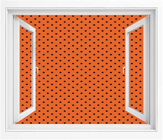 Amazon オレンジ 絵画風 Pvc壁紙ポスター 150x1 Cm ビンテージレトロデザインリトルブラックポルカドットオレンジ背景の古典的なタイル装飾 風景画 アートポスタ 窓ポスター オレンジブラック ウォールステッカー オンライン通販