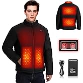 Smilodon Heated Jacket for Men, 5 Heating Zones Carbon Fiber, 7.4V Battery Rechargeable Winter Coat for Outdoor Skiing Work