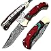 Multi Colour Wood 6.5'' 100% Handmade Damascus Steel Folding Pocket Knife 100% Prime Quality