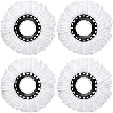 4 Pack Mop Replacement Heads for 360 &deg; Spin Mop, Microfiber Spin Mop Refills, Easy Cleaning Mop Head Replacement Mop Bucket Set Accessories