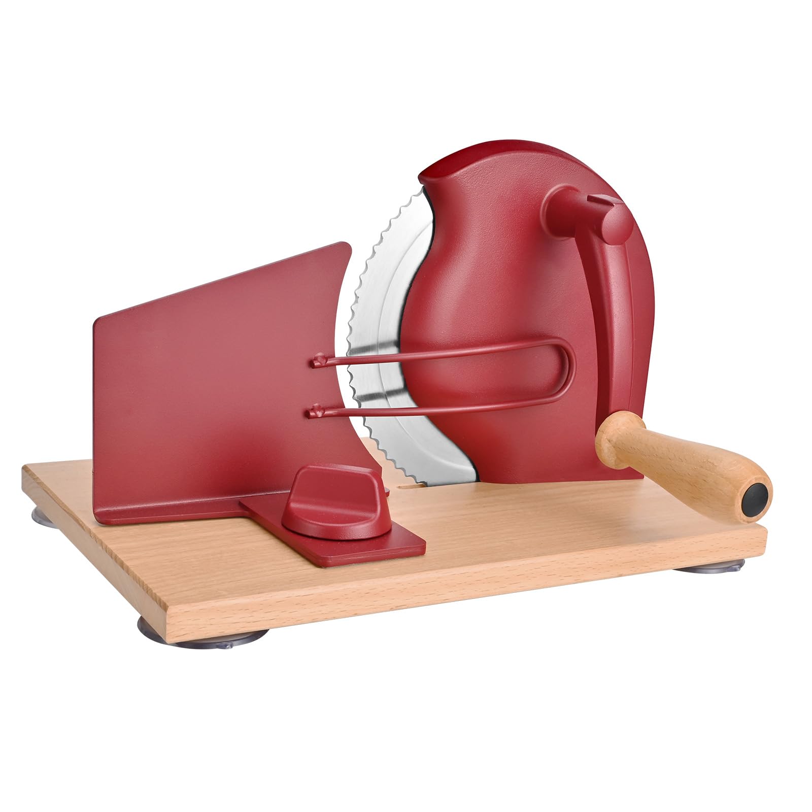 Photo 1 of ***(PARTS ONLY/ MAJOR DAMAGE/ NON FUNCTIONAL)***SOWKIPE Manual Bread Slicer with Hand Crank, Classic Home Bread Slicer for Homemade Sourdough, Rotary Slicer with Adjustable Thickness, Premium Stainless Steel & Powerful Suction Cups (Red)
