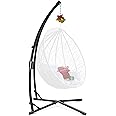Eusuncaly Hanging Hammock Chair Stand Swing Chair Stand for Indoor/Outdoor,C-Type Solid Steel Heavy Duty Hammock Chair Stand,Weight Capacity 380 Lbs Hanging Chair Stand Only