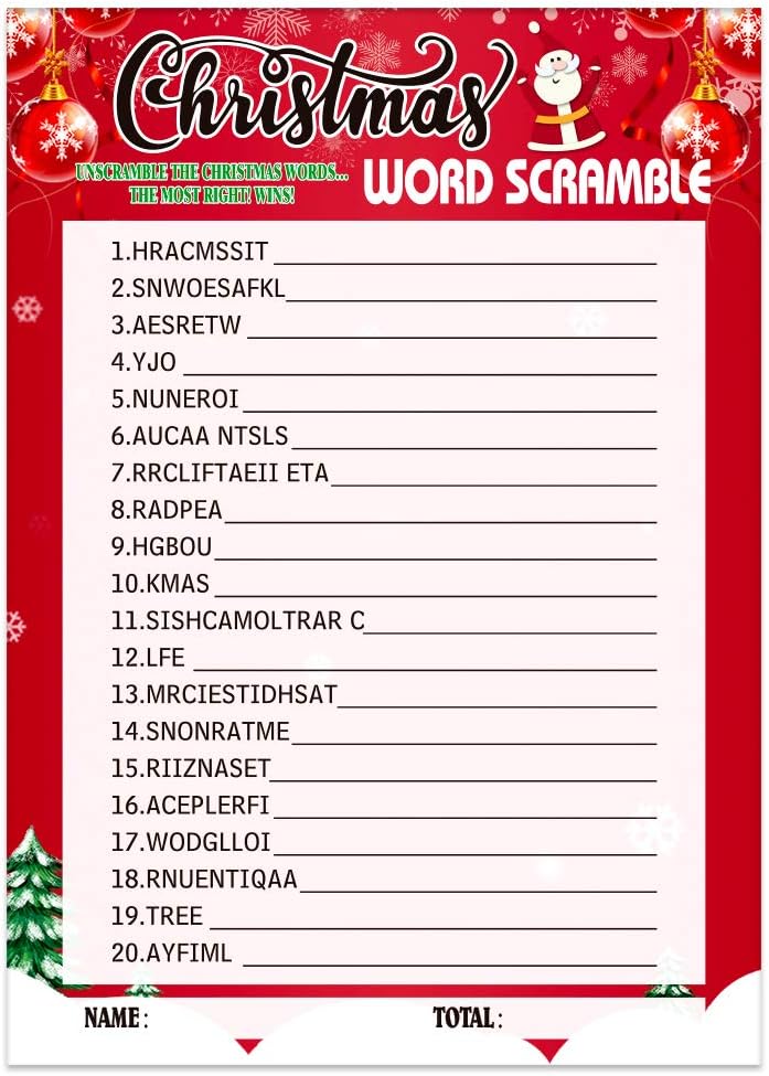 Sales Online Xjf Christmas Word Scramble Game For Kids 25 Players Word Scramble Game Cards Holiday Xmas School Class Supplies For Kids Activity 70 Off Cheap Maaun Net