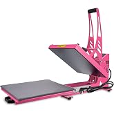 CoolSub Heat Press 15x15 Inch Slide Out Heat Press Machine, Industrial Digital Heat Transfer Machine Sublimation for T-Shirt Hot Pink