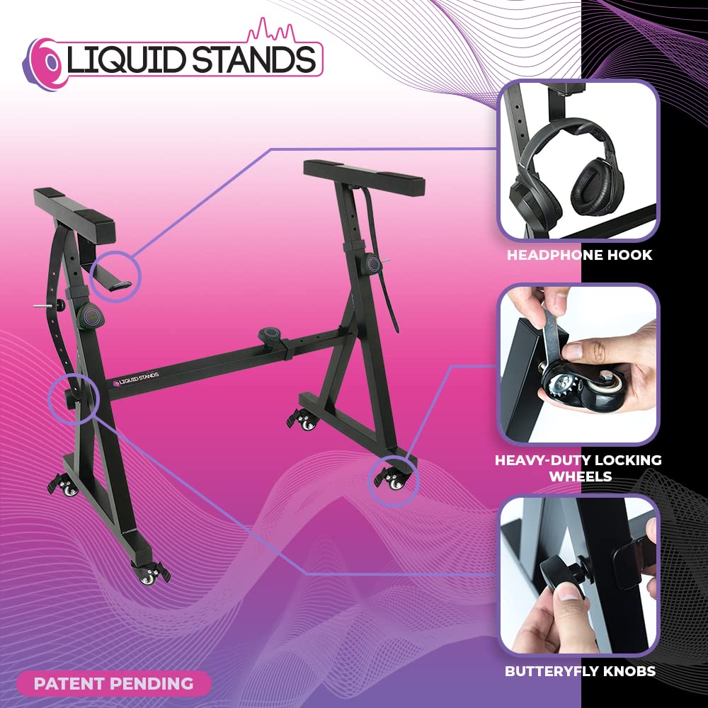 Liquid Stands Keyboard Stand w/ Wheels Z Style Adjustable & Portable