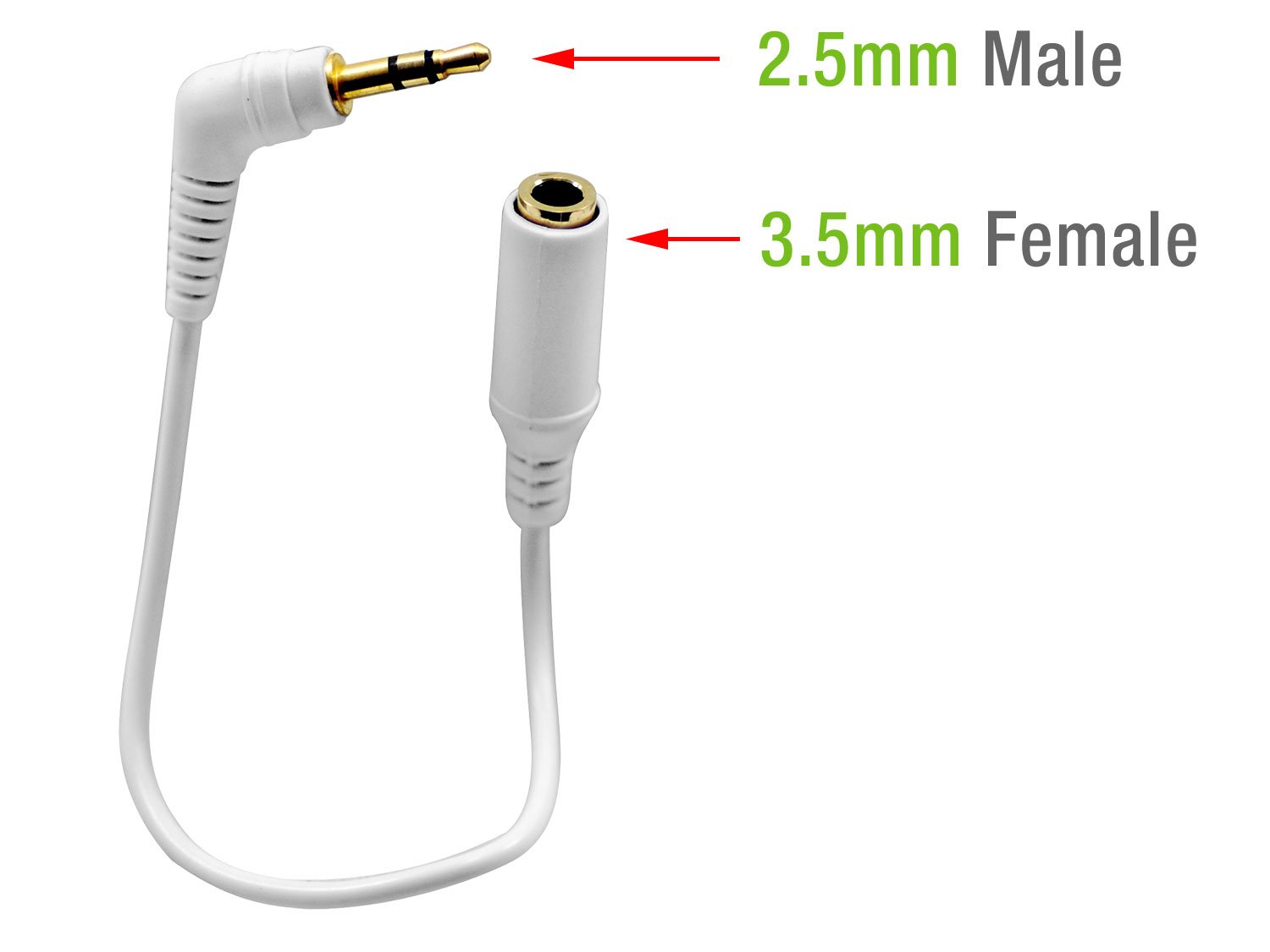 Cellet 2.5mm Male to 3.5mm Female Audio Adapter Cable, 5-Inch Gold-Plated TRRS Connector – Right Angle Plug for Mobile Credit Card Readers, Headsets & Devices with Bulky Cases