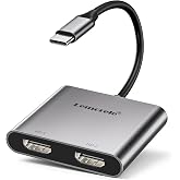 Lemorele USB C to Dual HDMI Adapter 4K60Hz Dual 4K30Hz Type C Laptops | Dual extended screens for Windows; Intel Mac dual display, M-series Mac only mirror, compact portable design
