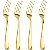 Liacere 200pcs Gold Plastic Forks - Heavyweight - 7.4 Inch Heavy Duty Forks - Gold Plastic Silverware Perfect For Parties &amp; Weddings &amp; Restaurants &amp; New Year And Daily Using＆Thanksgiving＆Fall Party