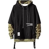 Moshtashio Mens Colorblock Pullover Casual Hoodie Hip Hop Tops Unisex Hooded Sweatshirt with Design
