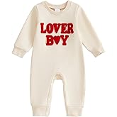Rourufy Baby Boy Valentines Outfit Newborn Long Sleeve Onesie Letter Print One Piece Jumpsuit Romper Cute Spring Clothes