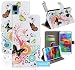 Tradekmk(TM) Colorful Butterflies with Circle Wallet Leather Case Cover with Credit ID Card Slots and Stylus Pen Fit For Samsung Galaxy S5 I9600