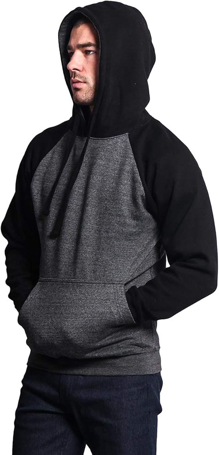 G-Style USA Premium Heavyweight Contrast Raglan Sleeve Pullover Hoodie Sweatshirt at  Men’s Clothing store