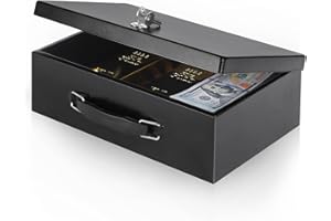 xydled Fire Resistant Safe Fire Safe Box with Key Lock for Home Office Security Storage for Valuables Documents,12.8 x 8.5 x 4.5 Inch,Black