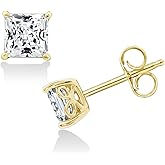 Amazon Essentials Plated Sterling Silver Stud Earrings set with Princess Brilliant Cut Infinite Elements Cubic Zirconia , (previously Amazon Collection)