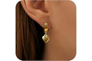 GIFT4U Heart Earrings for Women - 18K Gold Heart Shaped Earrings Dangle | Heart Hoop Earrings | Heart Huggie Earrings | Valentines Earrings for Women | Valentines Gifts for Her Girlfriend Wife Mom