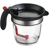 Fat Separator 1L Grease Filter Skimmer | Grease Separator For Gravy for Kitchen Chef Meat Soup Oil Frying Grill BBQ Food