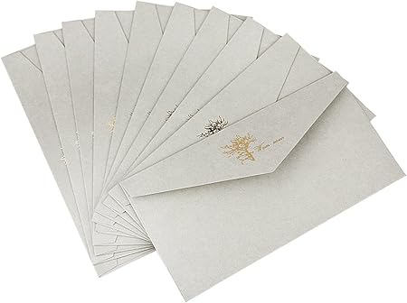 Amazon 封筒 箔押し 洋形5号 横型 10枚入り おしゃれ ヴィンテージ風 シンプル 上質 お友達 お祝い 結婚式 招待状 返信はがき 案内状 結婚式 祝日 業務用 5カラー ビジネス封筒 文房具 オフィス用品