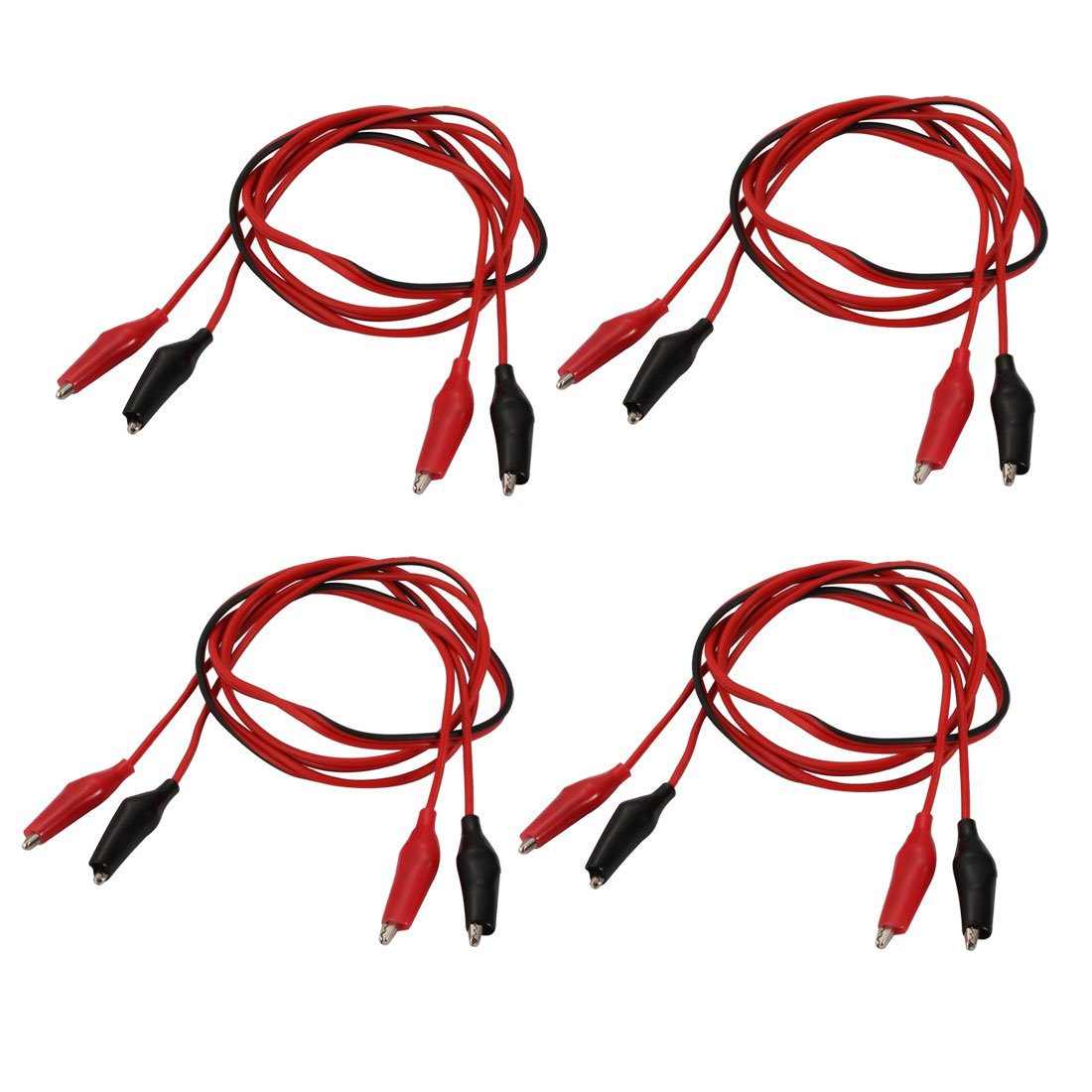 Sourcingmap 4 Pairs Double Alligator Connector Cable Jumper Wire Test Leads 1m Length