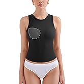 V FOR CITY Tank Top with Built in Bra High Neck Camisole Tops for Women Casual Ribbed Cami Shirts