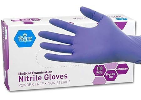 MedPride Powder-Free Nitrile Exam Gloves, Iris Blue, Medium, Box/100