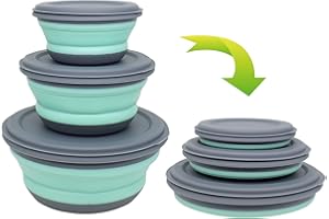 GKYZBB 3pcs Food Grade Silicone Collapsible Bowls with lids Lunch Boxes, Portable Expandable Food Storage containers, Camping