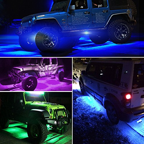 AMBOTHER LED RGB Rock Lights APP Control 4Pods Underglow Waterproof Neon Lighting Kit for Off Road Trucks Jeep ATV SUV Vehicle