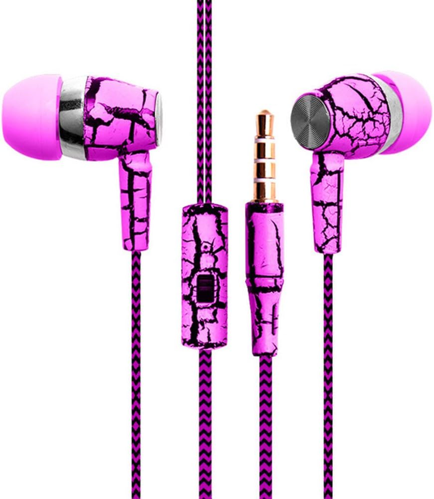 Design Nylon Braided Crack Earphone Cloth Rope Earpieces Stereo Bass MP3 Music Headset with Microphone for Cellphone MP3 MP4 (Black)