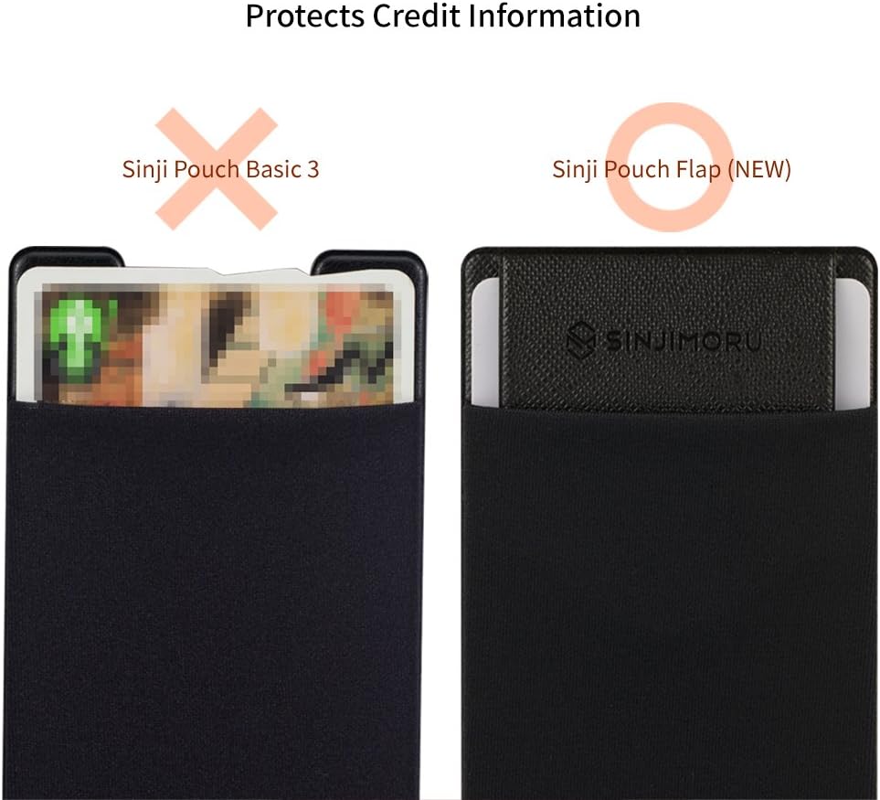 Sinjimoru Secure Card Holder for Back of Phone Stretchy Fabric Cell Phone Wallet Stick On Credit Card Case for iPhone & Android. Sinji Pouch Flap - Image 4