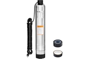 WASSERMANN 4" Septic Pump Submersible Effluent/Cistern Bottom Suction Pump with 33FT Cable,1/2HP,115V/60HZ,26GPM,138FT Head,Stainless Steel Deep Well Pump for Septic Tank Home